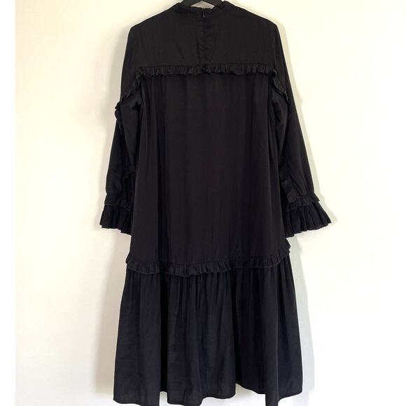 Harper Black Ruffle Tiered Midi Dress Size XL Romantic Goth - Picture 2 of 9